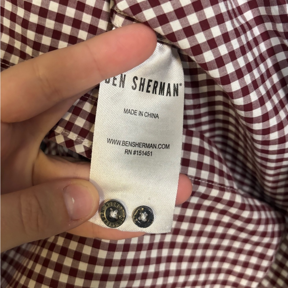 Ben Sherman Red Gingham Button Down Shirt - Picture 8 of 9